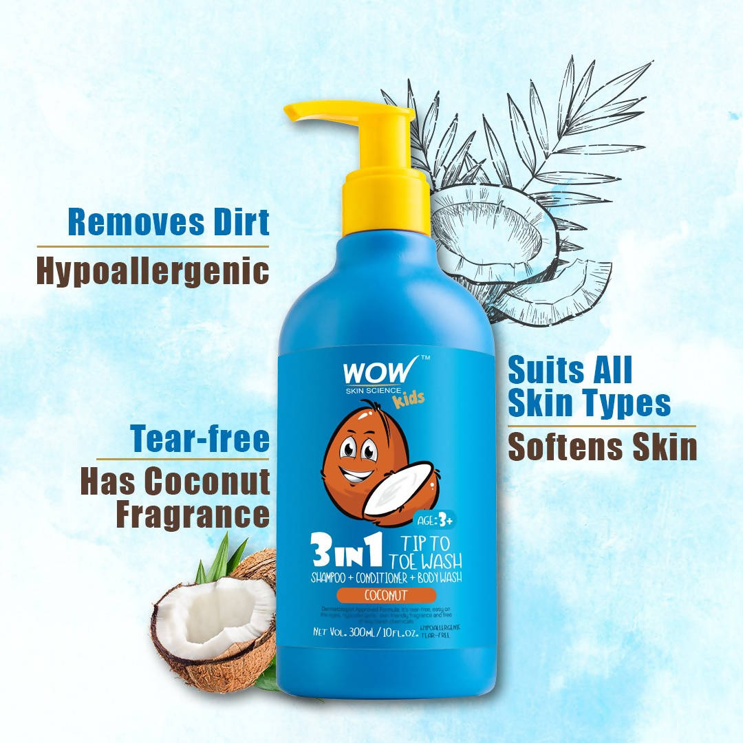 Wow Skin Science Kids Coconut 3 in 1 Tip to Toe Wash